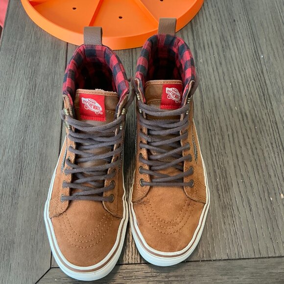 Vans Sk8-Hi MTE Scotchgard Suede High Tops – Brown & Plaid, M8-5/W10 - Picture 9 of 15